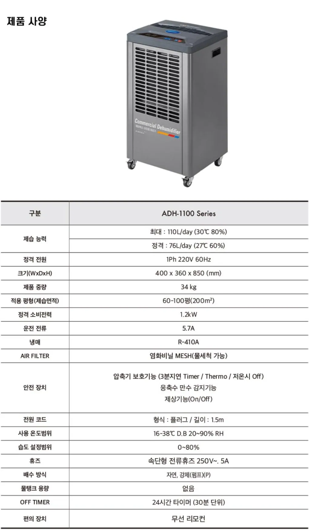 산업용제습기(60~100평형) 상세 설명 6