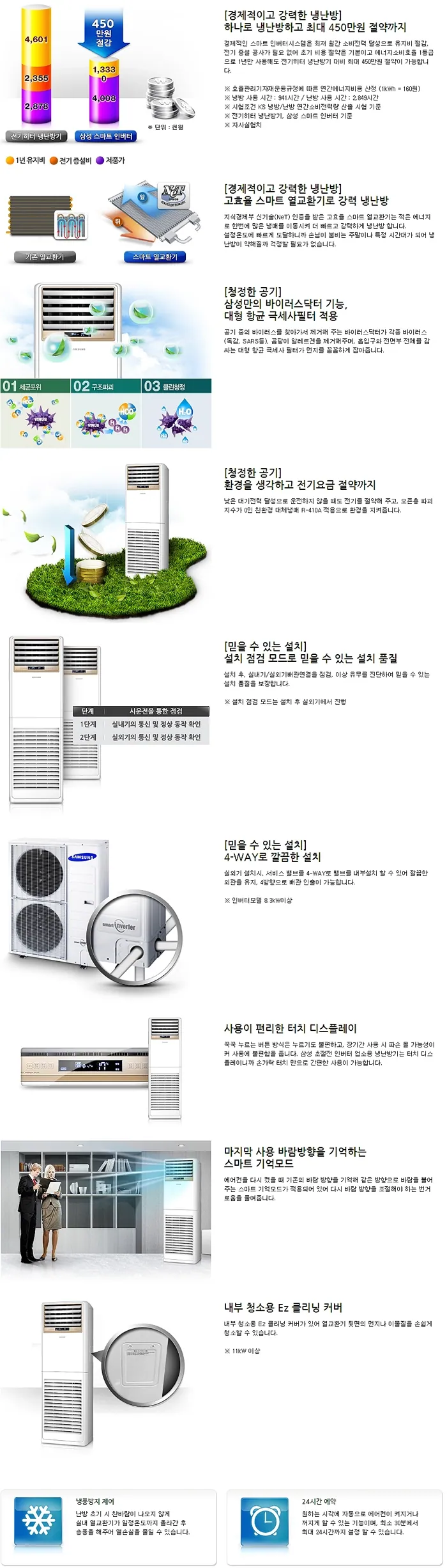 [중고] (2024년 상품) 삼성 18평 스탠드 인버터 냉난방기 AP072BNPDBH1 상세 설명 1