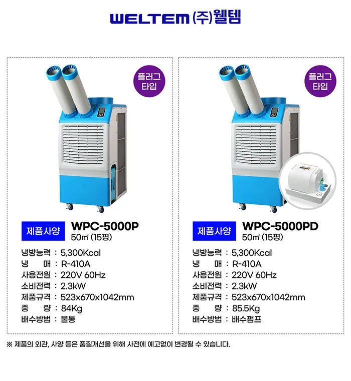 [중고] 웰템 WPC-5000P 산업용 이동식에어컨 15평형 상세 설명 4