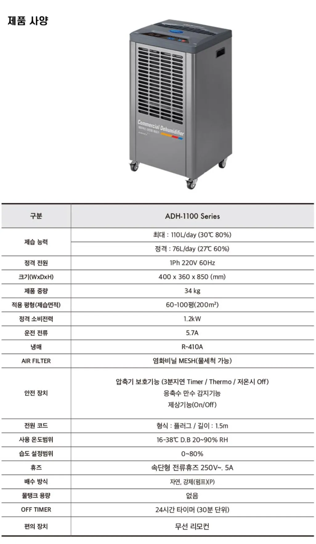 산업용제습기(60~100평형) 상세 설명 14