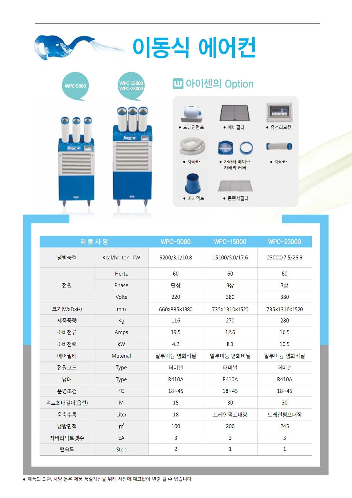 이동식에어컨(3구/74평) WPC-9000 상세 설명 12