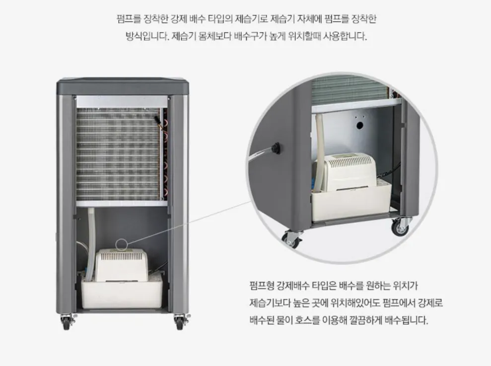 상업용 이동식제습기 90평 85L 배수펌프형 상세 설명 40