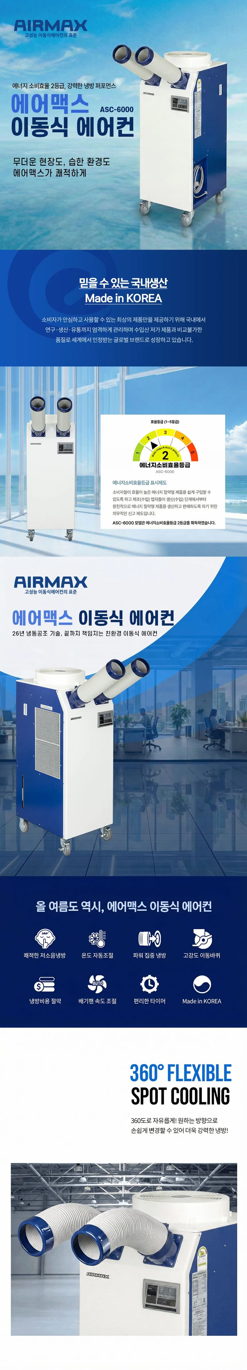 에어맥스 이동식 에어컨(2구/15평) 상세 설명 1
