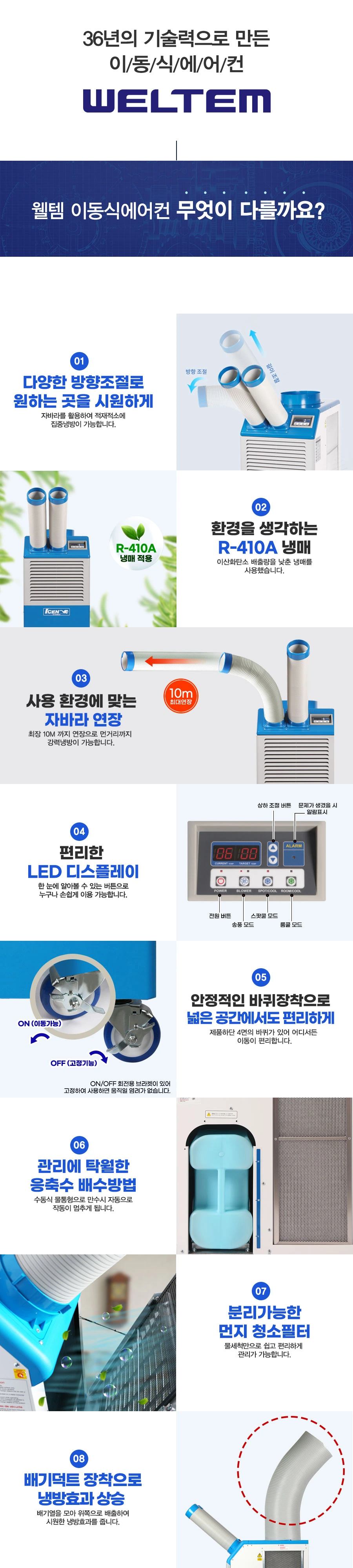 웰템 3구 이동식 에어컨 WPC-9000 26평 상세 설명 3