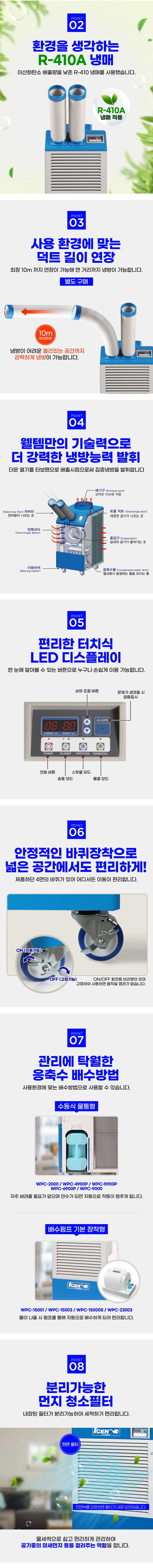 웰템 산업용 대형 이동식 에어컨 WPC-15003 60평 상세 설명 4