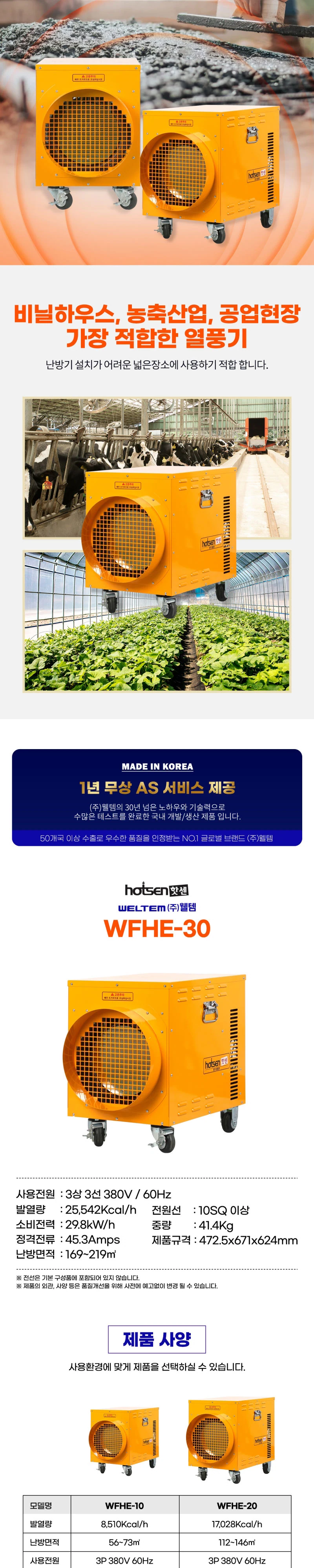 66평형 전기 온풍기 30,00Kcal 상세 설명 2